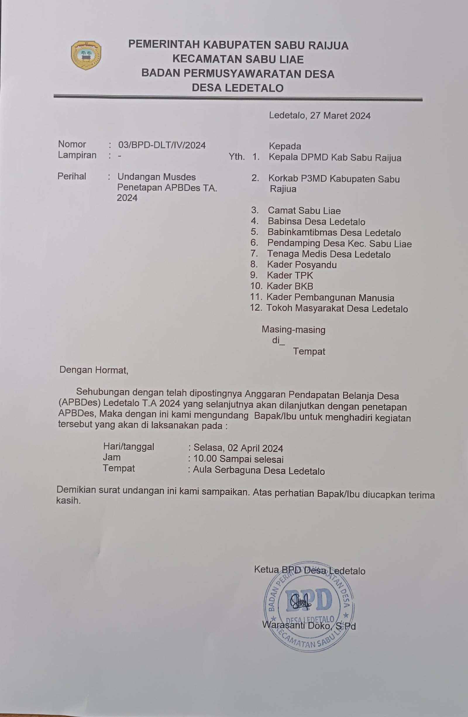 Musyawarah Penetapan APBDes T.A 2024
